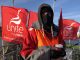 Striking Heathrow transport worker