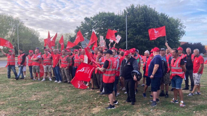 Felixstowe dockers on strike