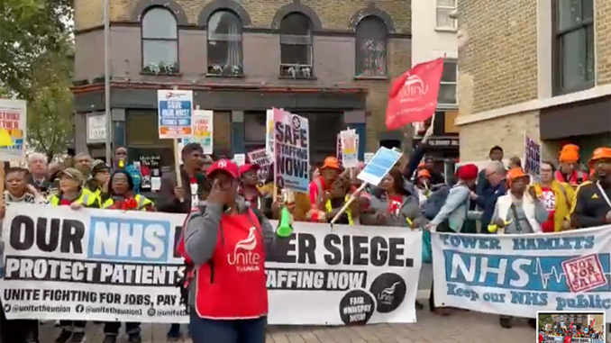 Joint striking unions rally
