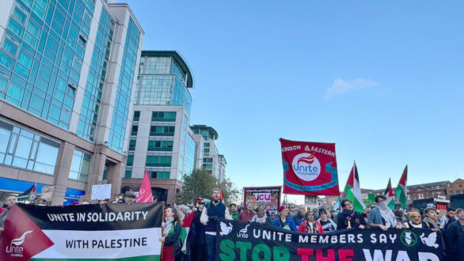 Unite London & Eastern region on Palestine march