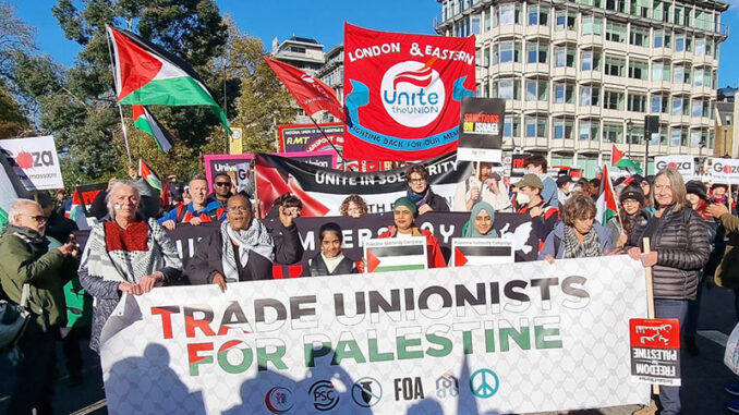 Trade union bloc on Palestine march