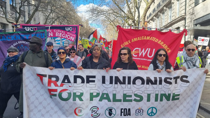 Trade union bloc on the Palestine march