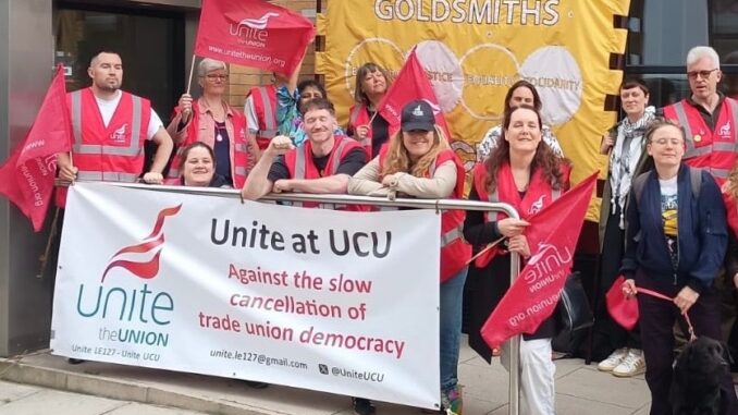 UCU workers on strike
