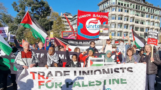 Head of trade union bloc on Palestine march