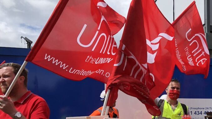 Unite workers demonstrate