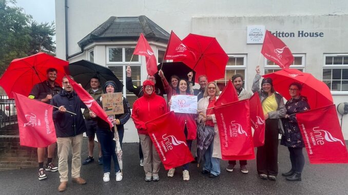 NEU workers (Unite members) on strike